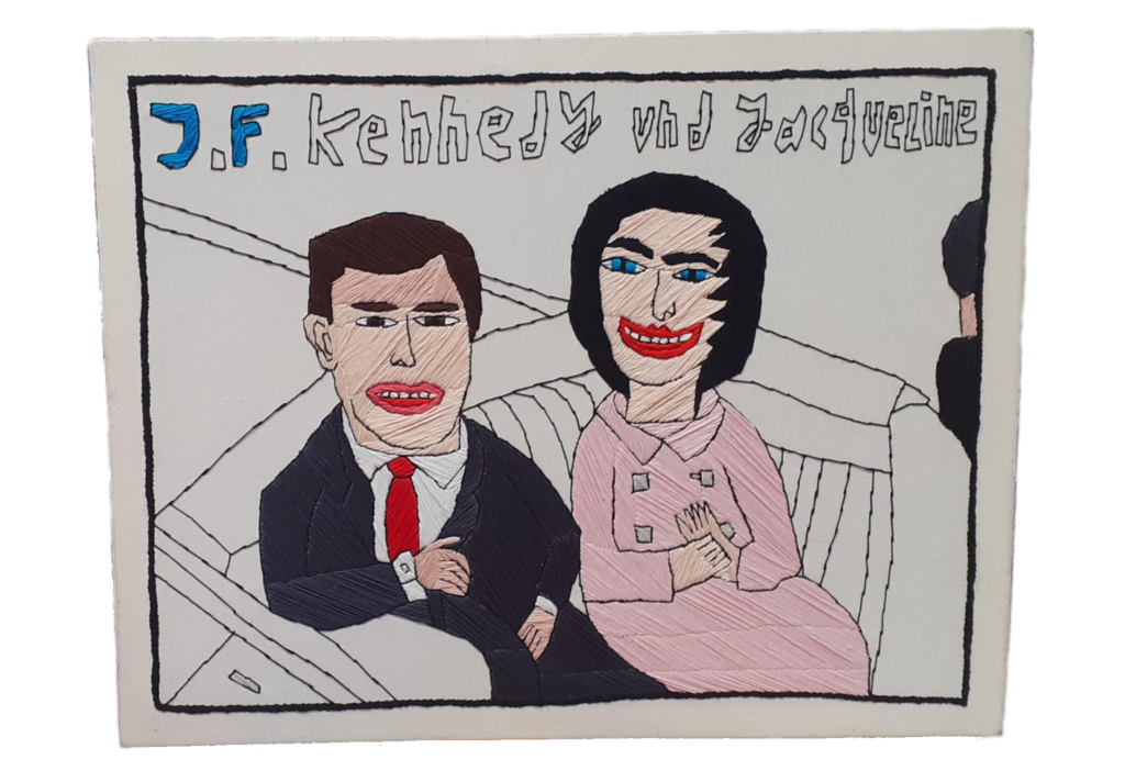 J. F. Kennedy und Jacqueline - Stickbild, frei