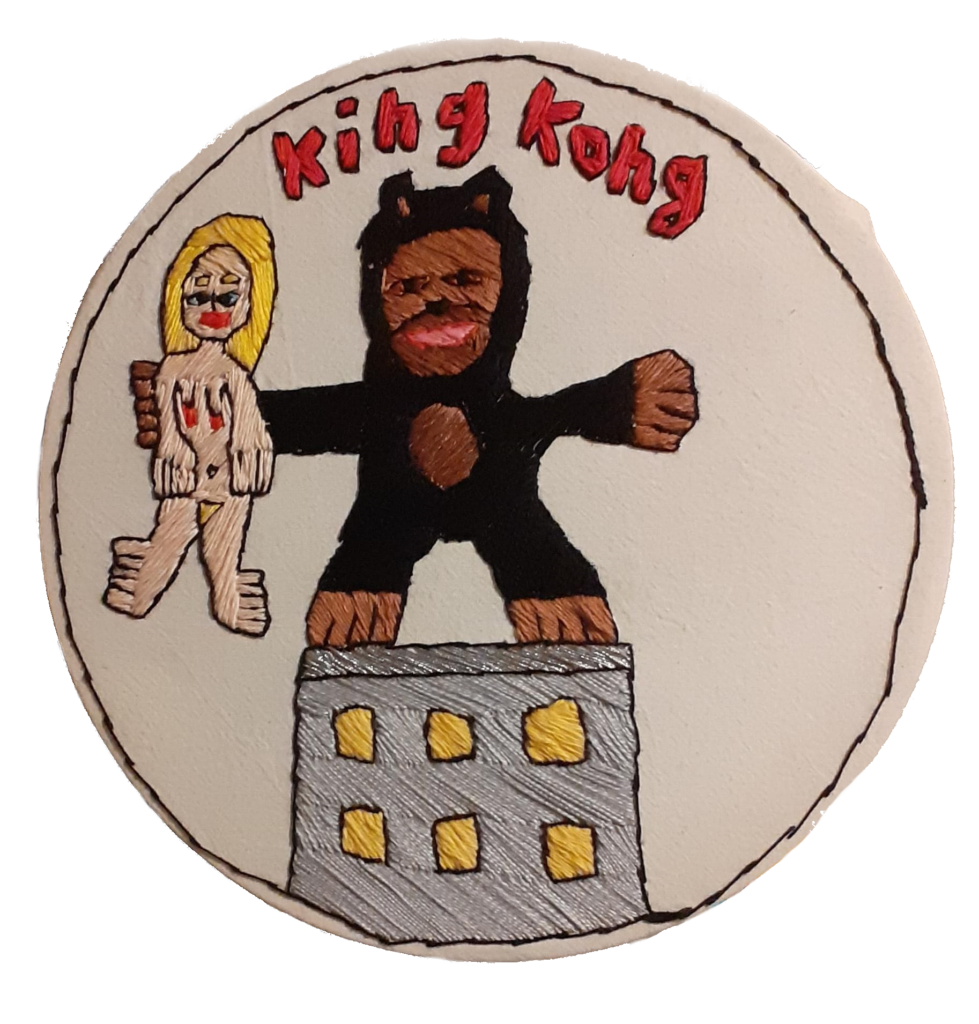 King Kong - Stickbild, rund, frei