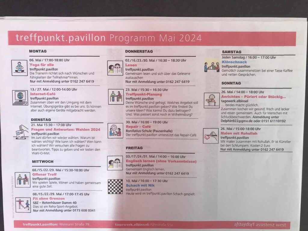 Programm treffpunkt.pavillon Programm Mai 2024